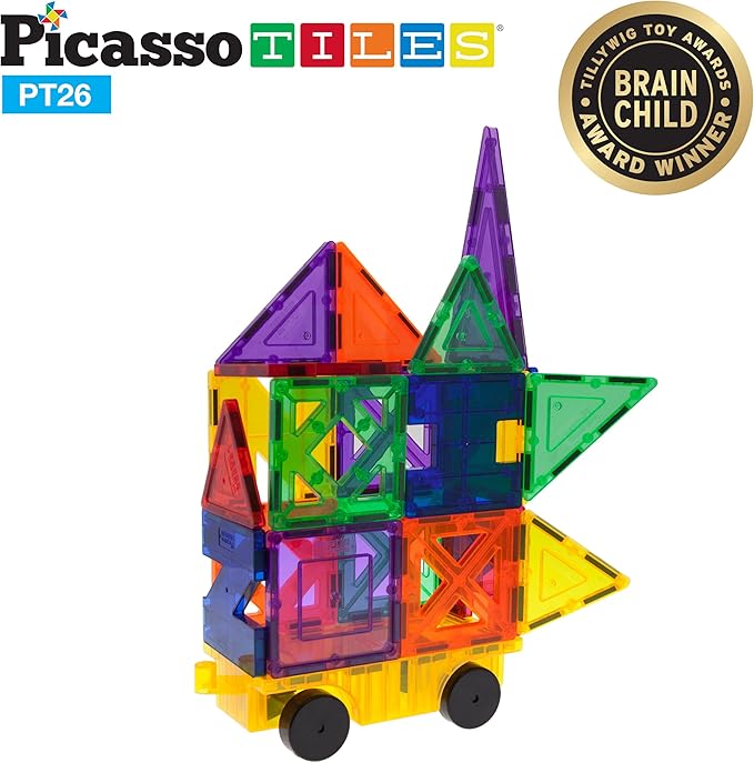 PicassoTiles Building Blocks Inspirational Kit 3D Building Construction Toys Clear Magnetic Stacking Set STEM Playboards Magnet Felt Tiles Novelty Games, Creativity Beyond Imagination
