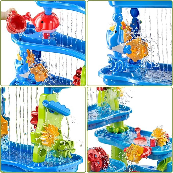 Water Table for Kids 3 4 5 6 7 8 Year Old - Water Table with Pond, Sensory Activity Playset, Sand Toys, Summer Outdoor Toys for Toddlers 3-5, Birthday Gifts for Boys Girls 3-8