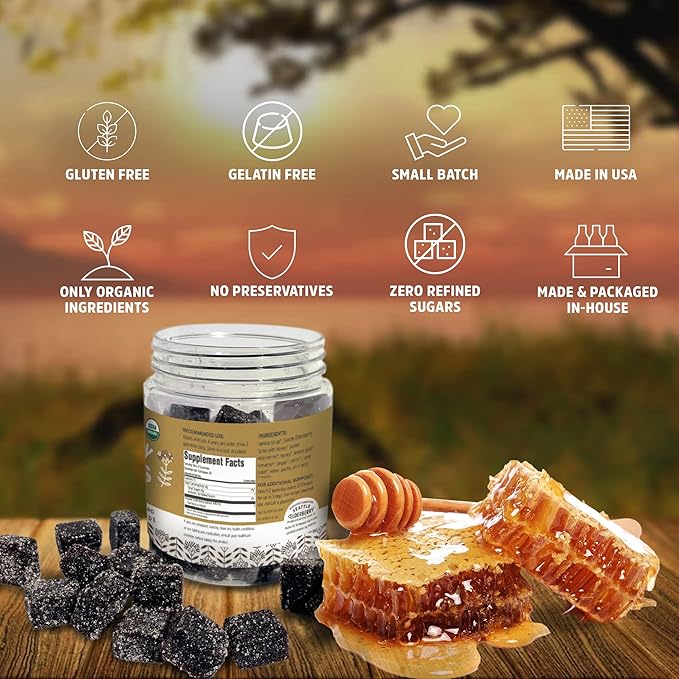 Gummies – Delicious, Gluten-Free, Gelatin-Free Herbal Supplement with Potent Immune Benefits Made from Only Organic Ingredients in Small Batches in The USA - 7oz