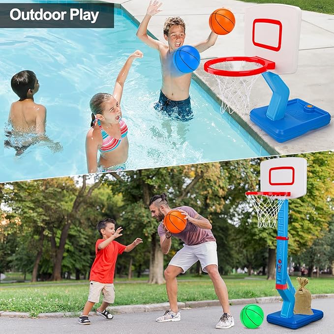 Toddler Basketball Hoop Indoor Mini Adjustable Basketball Goal with Ball Pump for Boys Girls Outdoor Toys for Backyard Game Outside Basketball Toy for Kids Age 2-4 3-5 6 7 4-8 Easter Birthday Gifts
