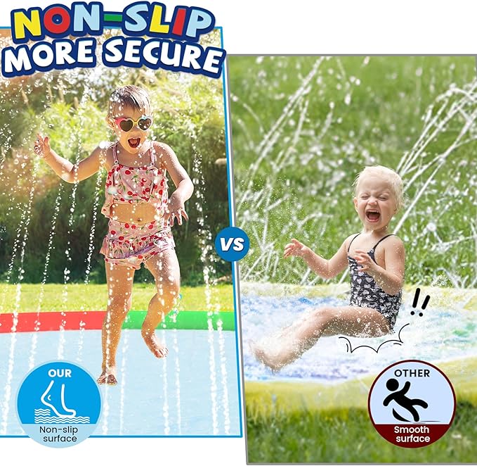 11.4 FT Large Splash Pad for Kids Ages 4-8, Non-Slip Baby Splash Pads for Toddlers, Oversized Kids Sprinklers for Yard, Heavy Duty Kid Pools Water Toys for Outdoor Family, Friends Summer Fun