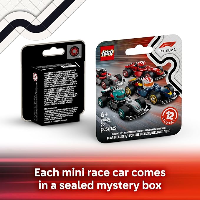 LEGO F1 Collectible Race Cars 6 Pack - Building Set for Boys and Girls, Ages 6+ - Birthday Gift Idea for Racing Fans - Mystery Box with 6 Surprise F1 Model Cars - Great Travel Toy - 66796