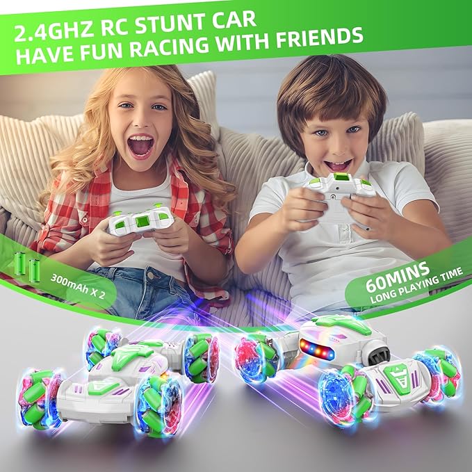 Gesture Sensing RC Stunt, Remote Control Car 360° Rotating 4WD 2.4Ghz RC Cars Transform Hand Controlled Car Toys with Light & Music, Best Gifts for Boys Age 6-7 8-12