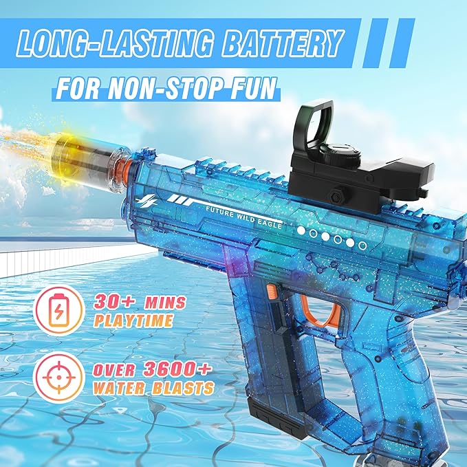 Electric Water Guns for Adults & Kids,Realistic Automatic Water Gun with 26-32 FT Long Range,800ml Large Water Tank,Splash-Resistant Design,Summer Outdoor Pool Beach Toy for Backyard Games(Blue)