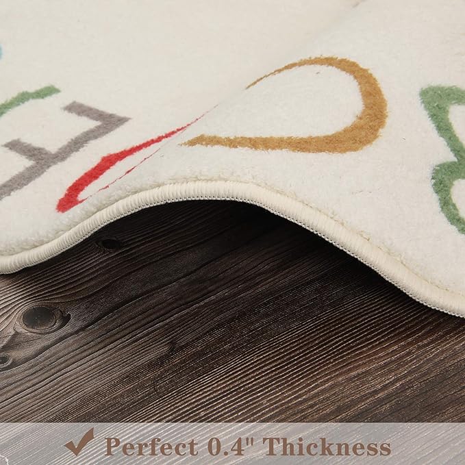 Topotdor Rainbow Round Kids Play Rug Alphabet Nursery Area Rug Extra Large Soft Crawling Play Mat for Children Toddlers Bedroom (63 inch, Multi Color)