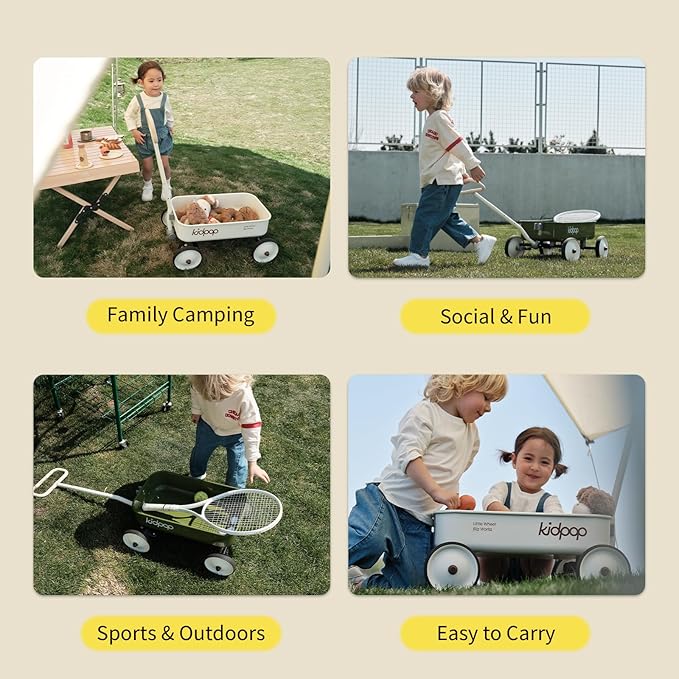 PULA-Wild 2-in-1 Kids' Pull-Along Wagon Toddlers Push Walker for 2.5-8 Adjustable Handlebar, Birthday Gifts Max Weight 33 lbs (Grey)