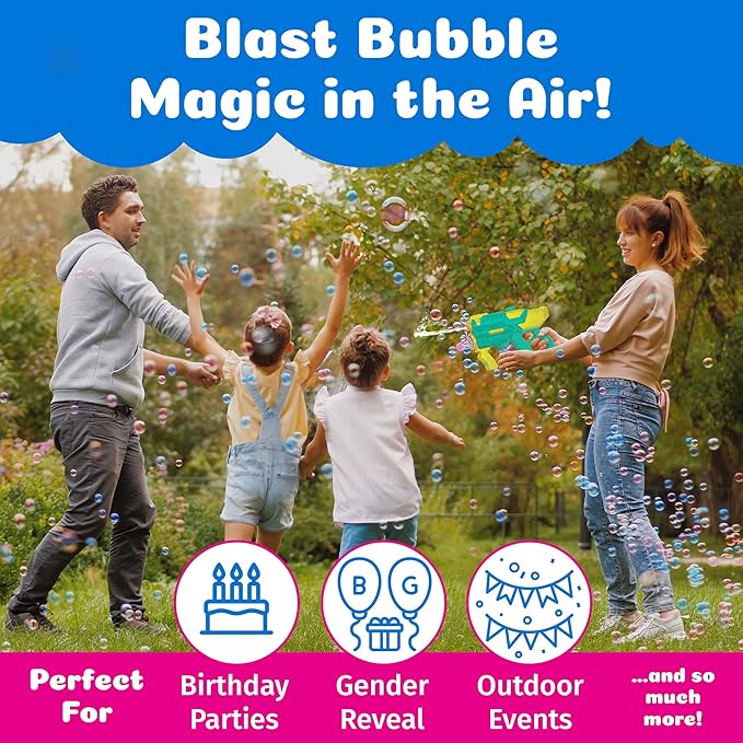 PoppinColorz Hydra Rechargeable 2-in-1 Color Bubbles Blaster & Water Gun:2025 Toy of The Year Finalist. 2X Color Bubble Liquid & 4X Clear No-Spill. Bubble Solutions for Toddlers. Bubbles Made in USA.