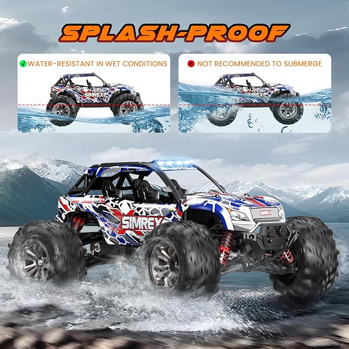 1/16 Scale Hobby RC Car, 36 KPH High-Speed 4WD RC Truck, 2.4 GHz Remote Control Car, All-Terrain Electric Vehicle, 4X4 Remote Contral Moster Truck for Kids and Adults