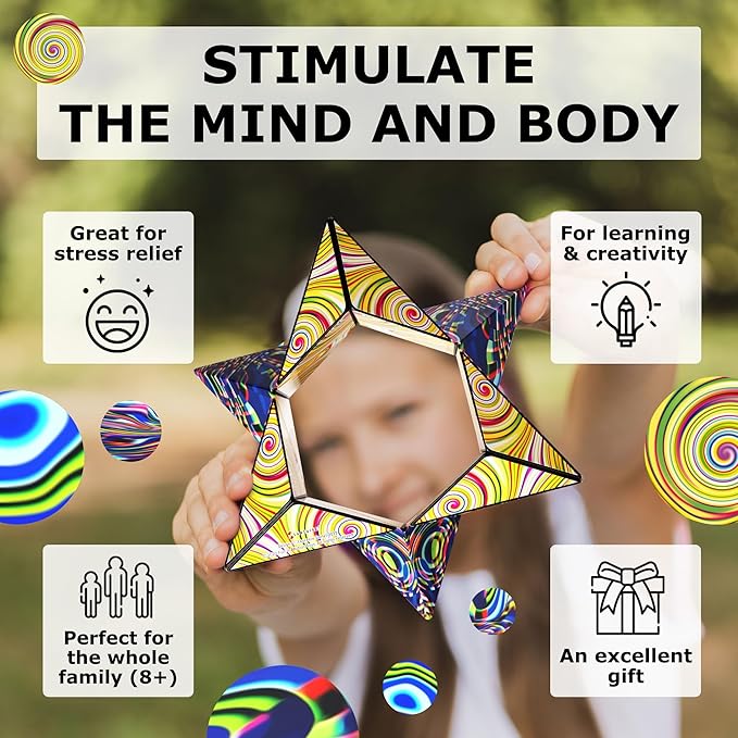 SHASHIBO Shape Shifting Box - STEM Magnetic Fidget Cube That Transforms Into Over 70 Shapes, Download Fun in Motion Toys Mobile App (Technicolor)