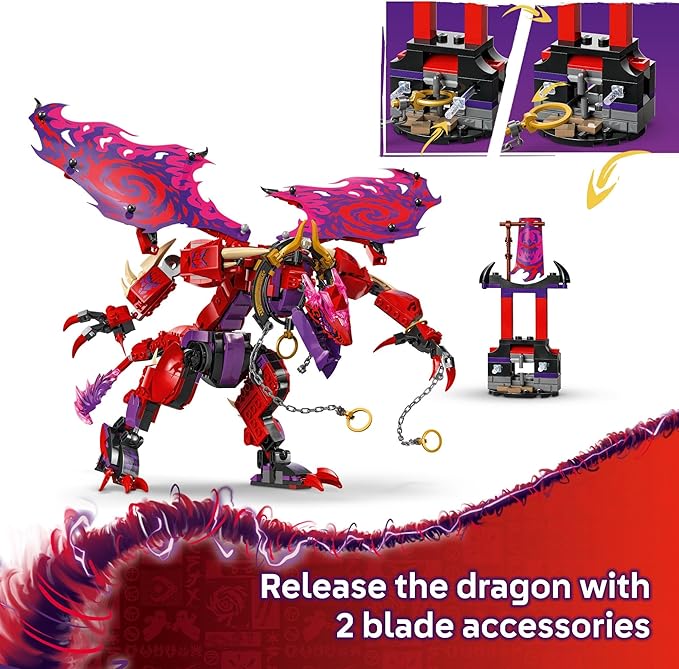 LEGO NINJAGO Thunderfang Dragon of Chaos Building Toy for Kids Ages 8+ - Dragon Rising Playset with 6 Minifigures and Poseable Dragon Figure - Birthday Gift Idea for Boys and Girls - 71832