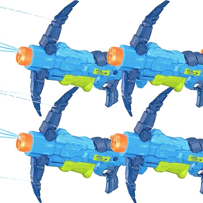 4 PCS Water Gun for Kids, Super Squirt Guns Water Soaker Blaster - 2 Nozzle, 4 Shooting Modes Switch - Crossbow Design - 26 Ft Long Shooting Range - Summer Toys Gun for Boys Girls Adults Outdoor Pool