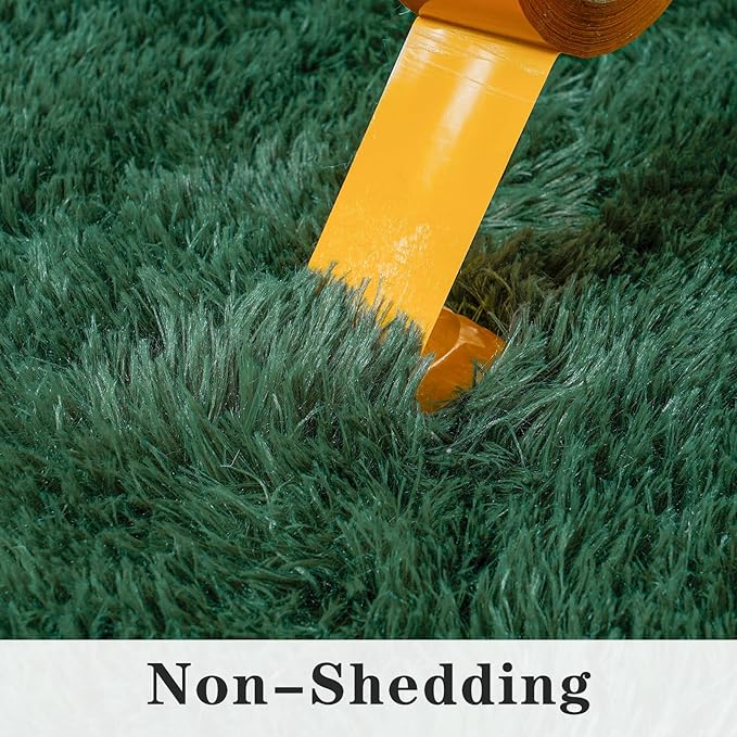 Super Fluffy Runner Rug for Bedroom, Modern Shag Green Area Rugs, Soft and Cozy Plush Small Carpet for Kids,Girls Boys and Teens Decorations for Living Room Dorm Nursery Classroom, 2x6 Feet