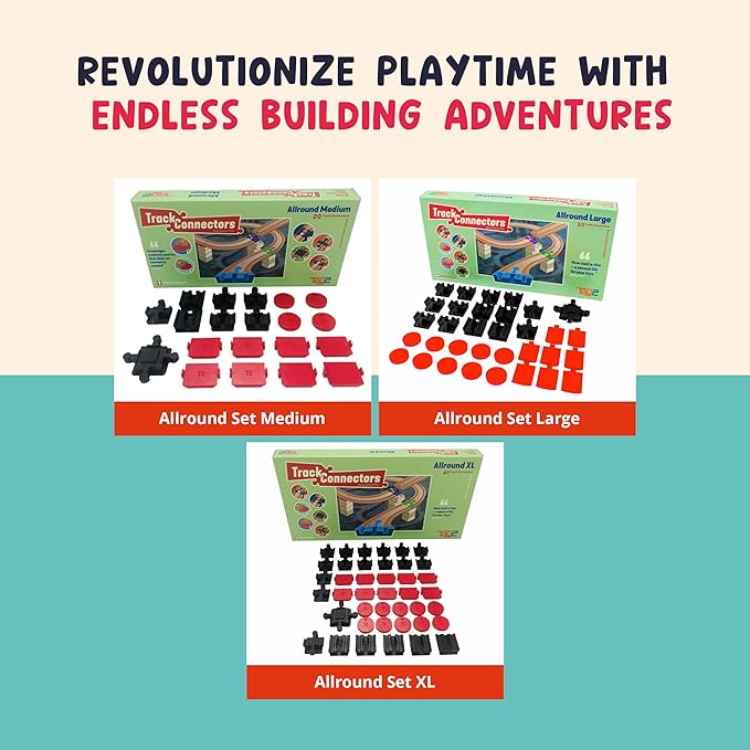 Plastic Track Connectors for Wooden Train Set - 33 Compatible Train Connectors for Duplo & Brio Train Set - Toy2 Track Connectors Spare Parts for Wooden Train Track Set - Allround Larg