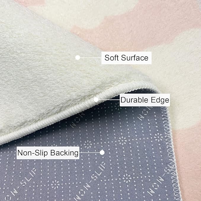 ABREEZE Kids Rug Play Mat Ultra Soft for Room, 4'x5.3' Non Slip Pink Unicorn Children Nursery Baby Area Rug Carpet for Bedroom Decor Playroom Living Room