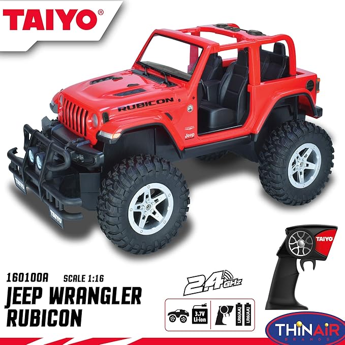 RC Truck Jeep Rubicon, 1:16 Scale Remote Control Car with Rechargeable Battery, Electric Charger, and Handset for Off-Road, High Speed, Fast Hobby Action for Kids and Adults, 2.4Ghz, Ages 6+
