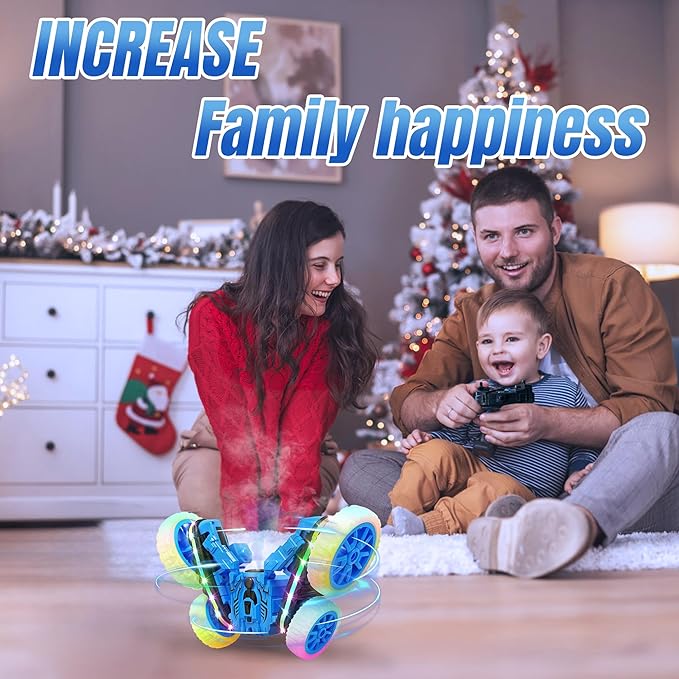 360°Rotating RC Cars with Cool,RC Cars with Sides Light and Headlights,2.4Ghz All Terrain Toy Car for Boys Girls Birthday Gift(Blue)