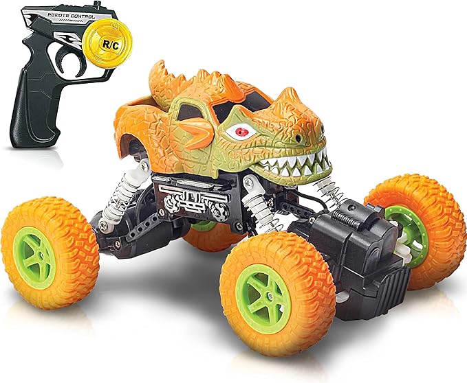 ArtCreativity 7.25” Remote Control Dinosaur Monster Truck Dino RC Toy Car | Battery Operated | Unique Birthday Gift for Boys, Girls, Toddler | Large Carnival Prize