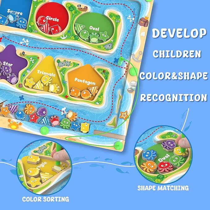 Magnetic Color & Shape Maze - Montessori Toys for 3 4 5 Year Old, Color and Shape Sorting Toys, Montessori Toys for Kids Boys Girls Gifts Ages 3+，Preschool Learning Activities