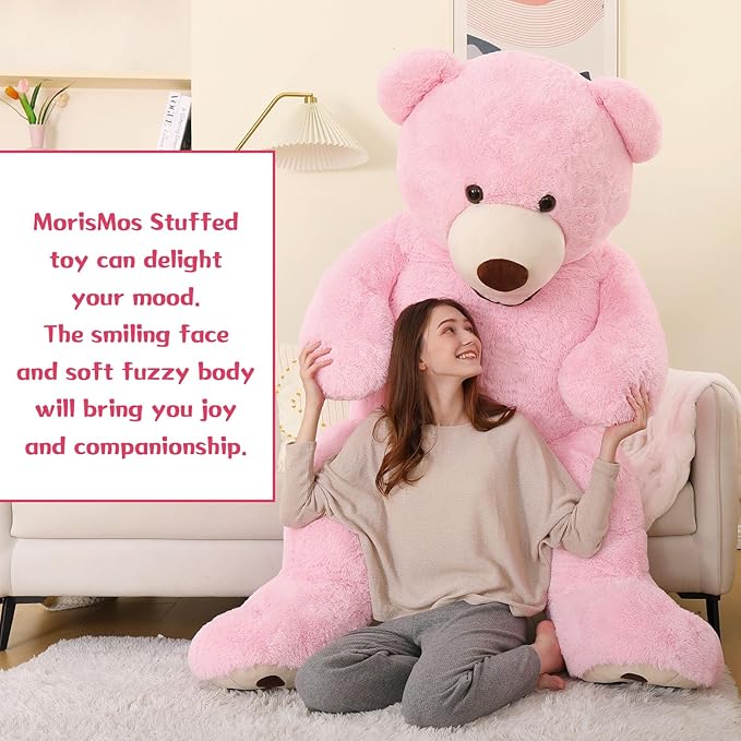 MorisMos Giant Teddy Bear Plush 6ft, Huge Pink Teddy Bears for Girlfriend, 6 Foot Large Big Bear Gifts, Baby Shower, Birthday