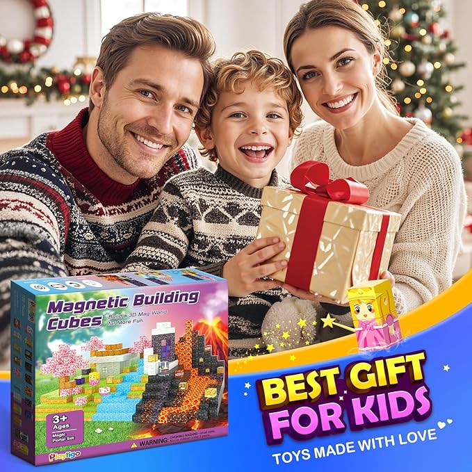 Magnetic Blocks- 100pcs Mine Magnet World Block Cubes Toys for Kids Ages 4-8 Magnetic Tiles Kids Sensory Birthday Gifts Game Toys for Boys & Girls Ages 3+