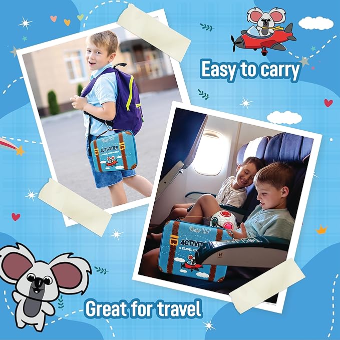 TRADER Z'S-New Travel Activity Kit, Kids and Toddlers Toys, Car Road Trip Essentials, Airplane and Vacation Must Have, Camping Essentials, Kids Travel Games, Sensory Toys.