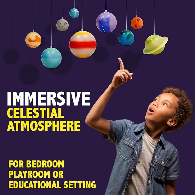Great Explorations, 3-D Solar System Glow In The Dark Ceiling Hanging Kit 3D Planets and Star Stickers Create the Milky Way Teach Science STEM