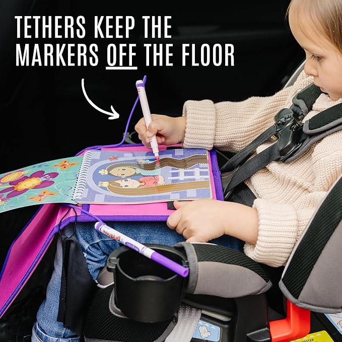 Kids Travel Educational Activity Book with Washable Markers - Car and Airplane Activities, Learning Toys for Toddlers- Search and Find, Reusable Stickers for Ages 4, 5, 6 (Princess)