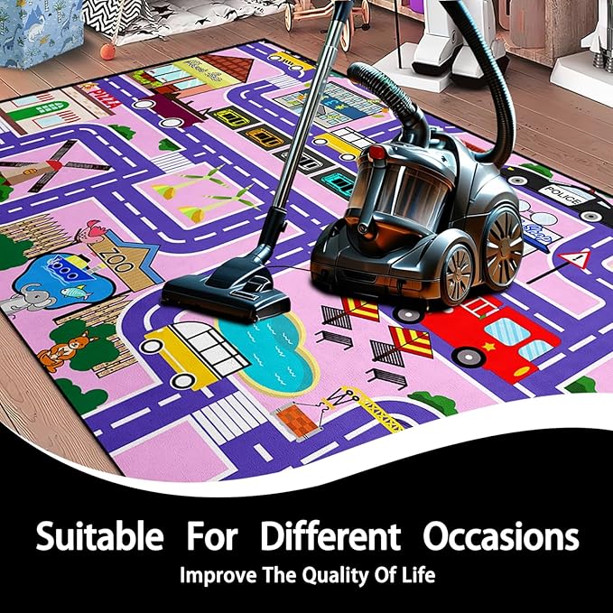 Kids Carpet City Play Mat - Cars Rugs for Boys Room Road Rug for Kids Car Track Rug for Bedroom Car Mat for Kids Toy Cars, 5x7 Feet