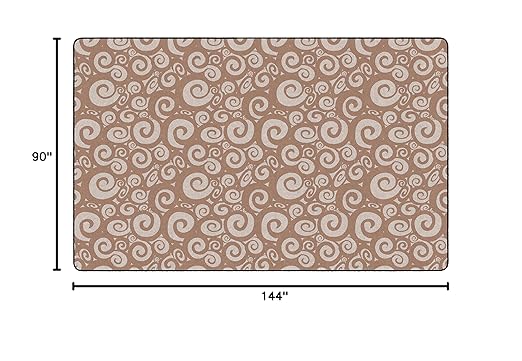 Flagship Carpets Swirl Tone on Tone Carpet for Children's Classroom and Bedroom Area Rug, Playroom or Teaching Area for Playtime and Reading, 7'6" x 12', Almond