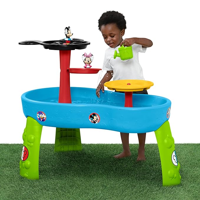 Disney Mickey Mouse Water Table by Delta Children| 3-Tier Water Play Table with 11-Piece Toy Set | Water Sensory Table + Summer Beach Toys for Outside Backyard for Toddlers Ages 2+, Blue