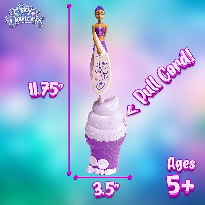 Sky Dancers Purple Licious– The Original Flying Doll Toy – Pull String Powered, Use Indoors or Outdoors, No Batteries Required, Gift for Kids 6+