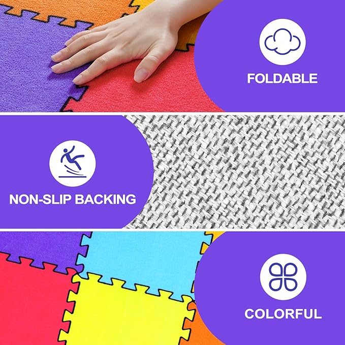 LIVEBOX Classroom Rugs Elementary for Kids, Washable School Learning Area Rugs, Colorful Preschool Children's Classroom Carpet Non-Slip Playroom Rug for Home Learning, 13'x7'5"(Seats-24)