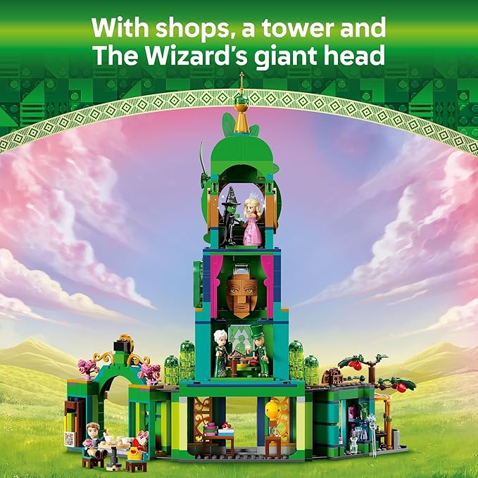 LEGO Wicked Welcome to Emerald City Building Toy - Wicked Toy for Kids, Ages 9+ - Gift for Girls and Boys with Tower Model, Glinda, & Elphaba Minidolls - 75684