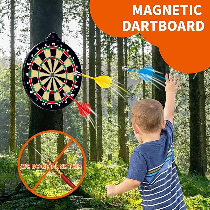 Magnetic Dart Board for Kids, Double-Sided Dart Board Set with 2 Toy Guns, 32 Dart Bullets, Excellent Indoor Game and Party Games, Magnetic Dart Board Game Toys Gifts for Kids Adults Boys Girls