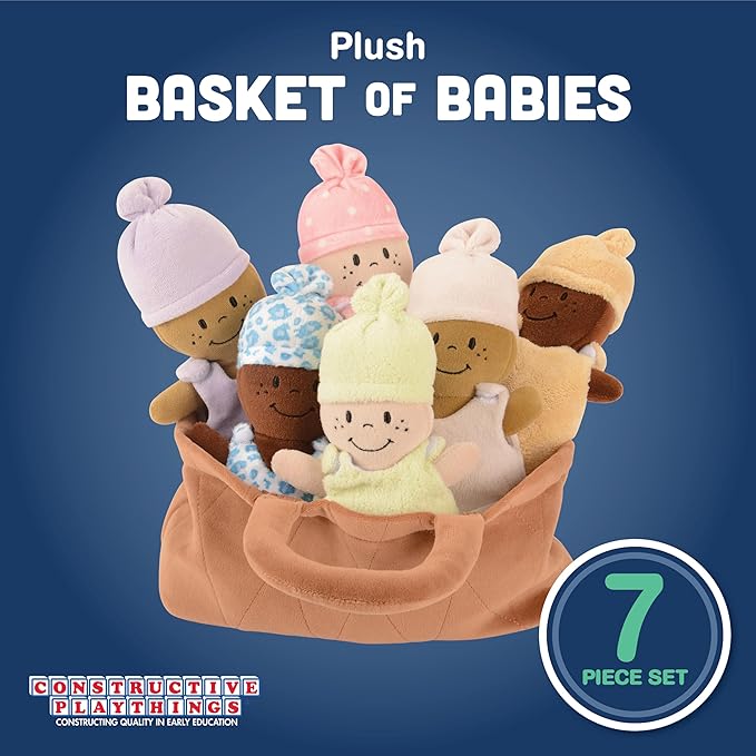 Creative Minds Basket of Babies Soft Baby Dolls, Sensory Toys, Multicultural, Diversity, Inclusion and Social Emotional Learning, Baby Toys for All Ages, Set of 6 Plush Dolls, Multicolor