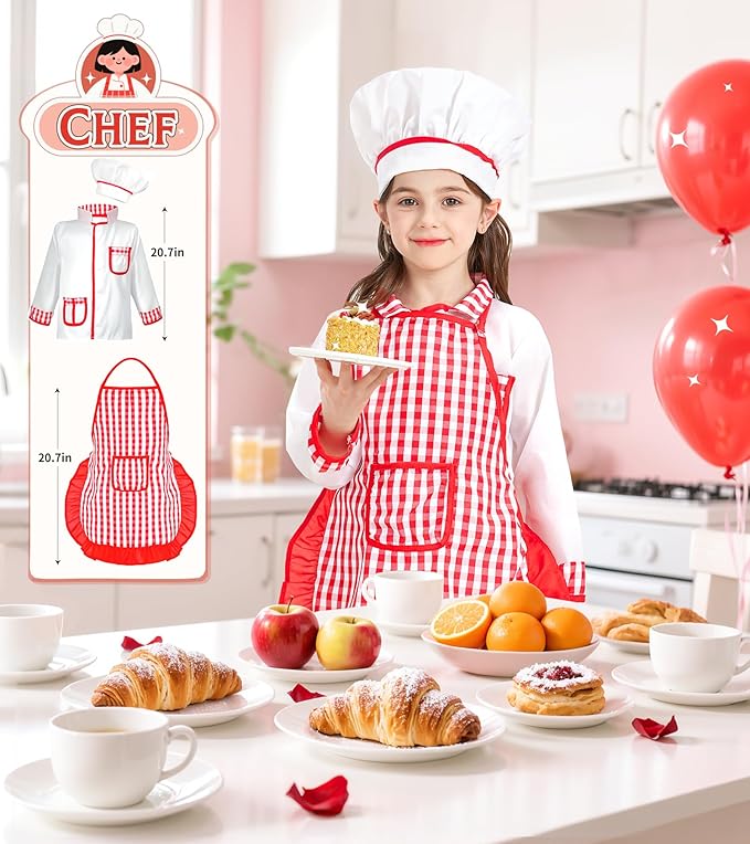 Jeowoqao Boy's Dress Up Costumes Set, Kids Role Play Set 11pcs Dress Up Trunk Pirate, Chef, Construction Worker, Policeman Costume For Kids Girls Toddler Age 3 4 5 6 Christmas Birthday Gift