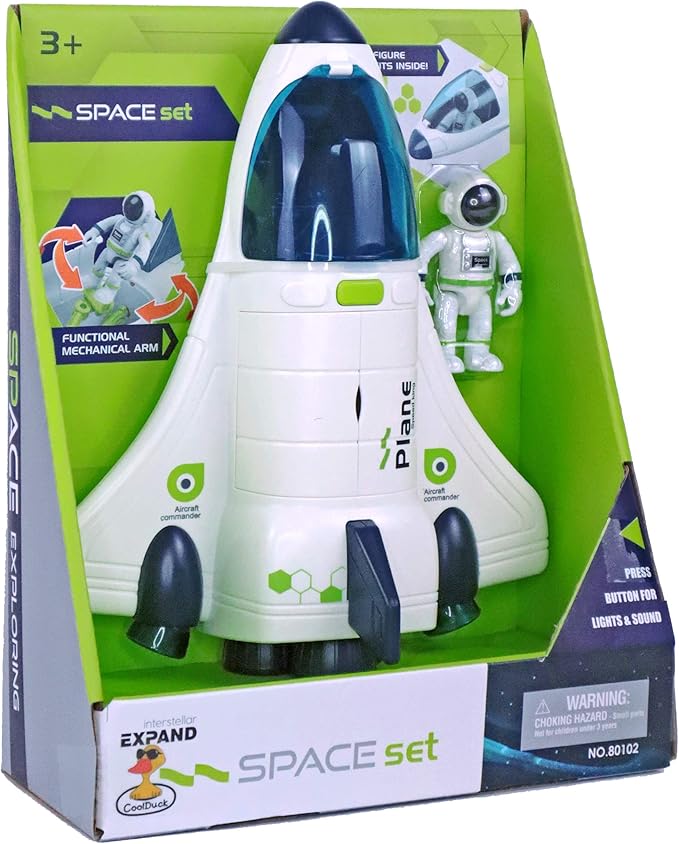 COOLDUCK Space Shuttle Toy with Lights & Sound & Astronaut Figure, Space Adventure Toy Rocket for Boys 3+