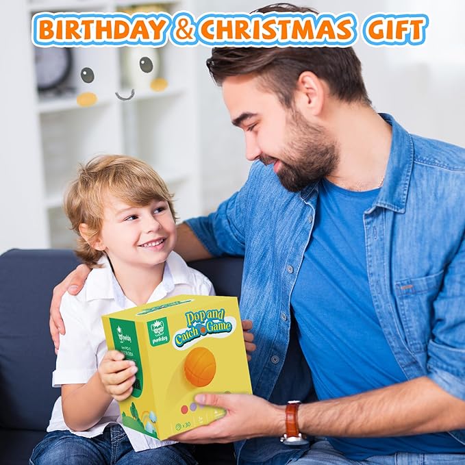 30 PingPong Balls for Pop and Catch Ball Game - Outdoor Indoor Game Activities for Boys & Girls,Birthday and Christmas Party Favors Gifts for Kids Ages 4 5 6 7 8 10 12+ Years Old and Adults