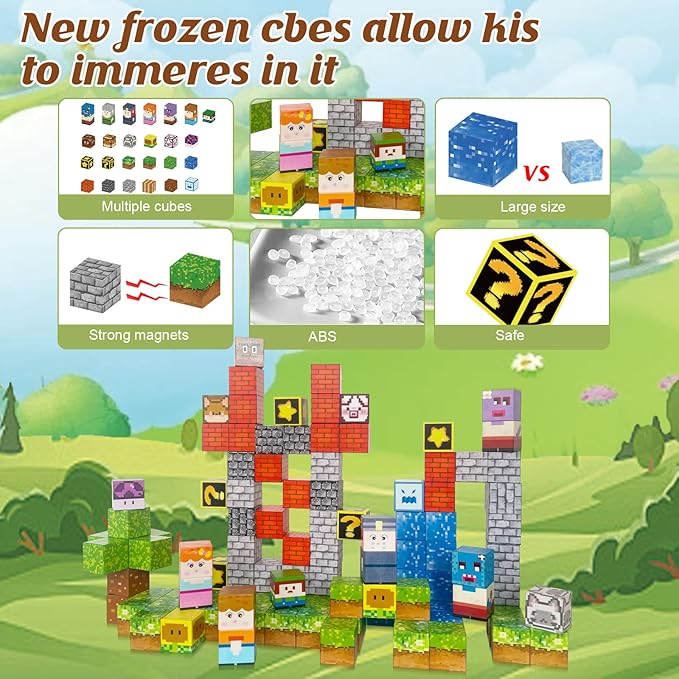 Magnetic Blocks - 110PCS Magnets Building Blocks World Set for Kids Ages 3-5 5-7 8-12, Magnetic Tiles Game Preschool Toys for 3 4 5 6 Year Old Girls Boys Gifts （STEM World）