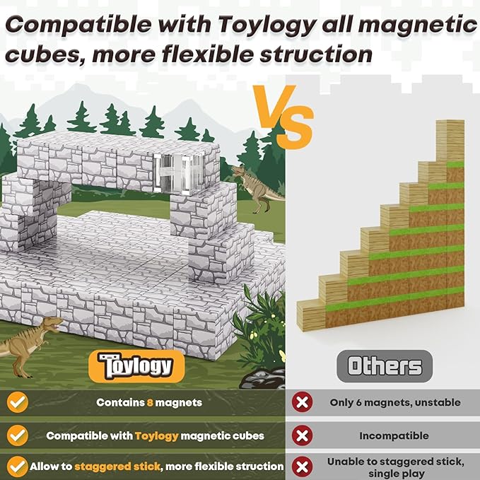 Magnetic Blocks-Build Mine Magnet World Rock Edition, Magnetic Toys for Boys & Girls Age 3-4 4-5 6-8, STEM Montessori Sensory Toys for Toddlers Gifts for 3+ Years Old Girls Boys