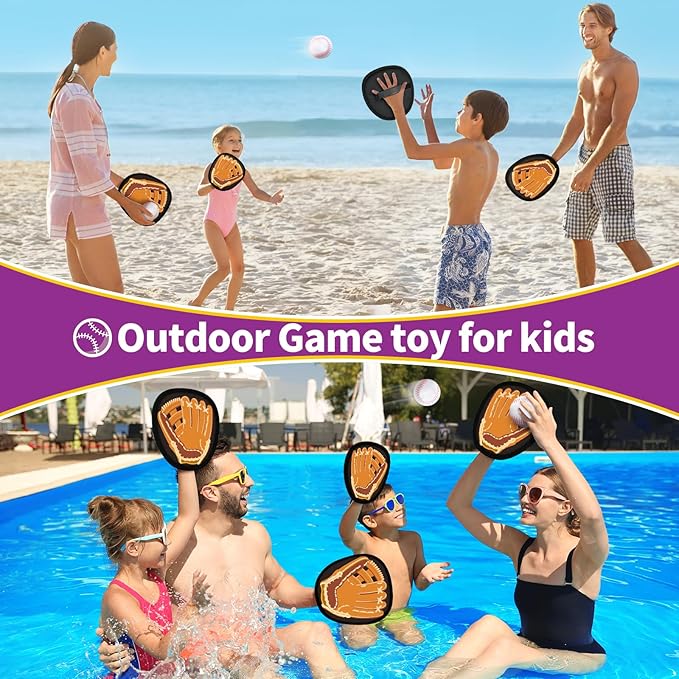 SpringFlower Catch and Toss Game, Outdoor Sport Game Toy for Toddlers Kids, Stick Ball Catch Game Set Toy Gifts for Boys & Girls,Kids Baseball Beach Outdoor Indoor Pool Game