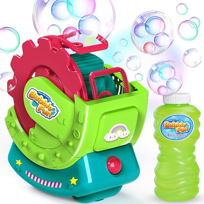 Bubble Machine for Toddlers Kids, Blower with 8oz Solution, Make Extra Large & Bubbles in Bubble, Maker Toy for Indoor Outdoor Birthday Party