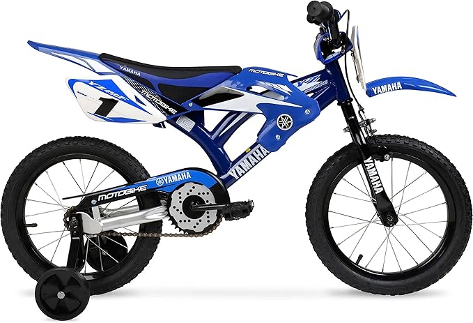 Yamaha 16 Inch Motocross Style Bike for Kids | Coaster Brake, Detachable Training Wheels | Safe Pedal Powered Bicycle for Toddlers Ages 4-8 | Great for Boys & Girls