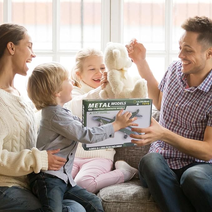 LILCRUIBAO STEM Projects for Kids Ages 8-12 12-16, 258 Pieces Erector Sets Airplane Model kit, Model Aircraft Metal Building Toys Birthday Christmas Gifts for 10-14 Year Old and Up Boys Girls Adults