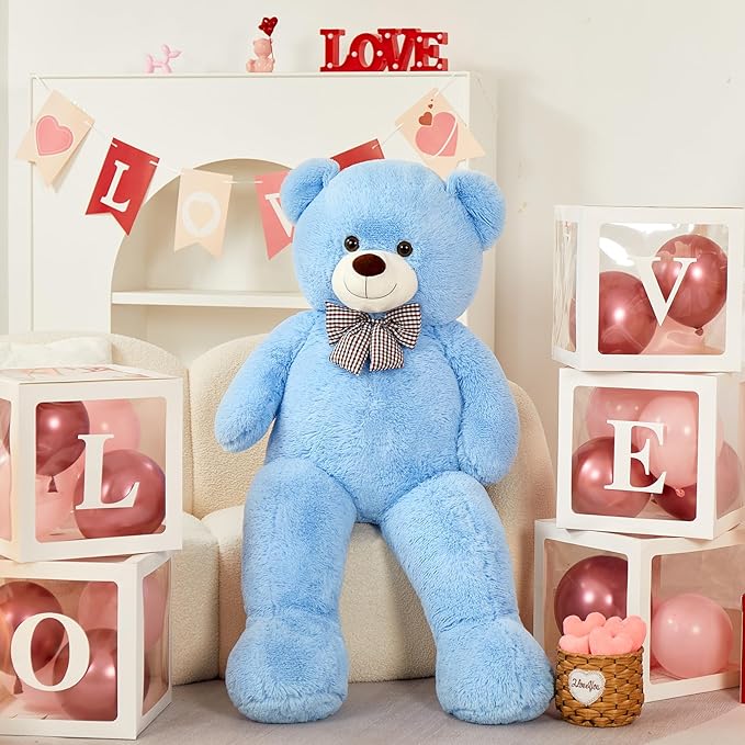 MorisMos Giant Teddy Bear, 47in Big Teddy Bear Stuffed Animals Plush, 4 Feet Large Bear for Girlfriend Gifts, Blue