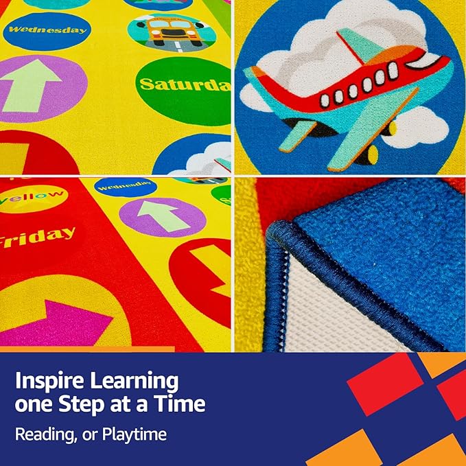 Classroom Rug 6'5"x8'5" Classroom Carpet for Preschool Education Daycare Rug Kids Playroom Carpet for Elementary, Kids Room