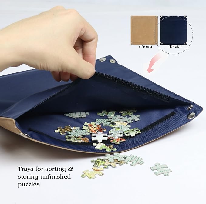 Lavievert 1500 Piece Jigsaw Puzzle Board with Padded Cover, Portable Case with 6 Sorting Trays & Detachable Board, Puzzle Caddy Storage Saver with Non-Slip Surface for Adults and Kids