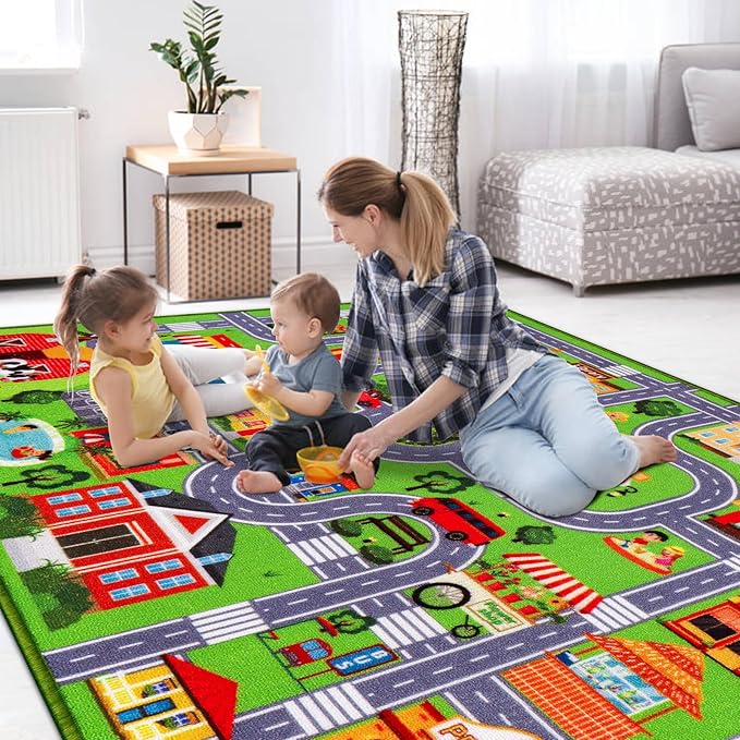 Kids Rug Car Play Mat Carpet, Extra Non-Slip Traffic Road Rug for Kids, City Map Educational Mat for Playroom Boys Bedroom Classroom (59X39.4 INCH, Classic)