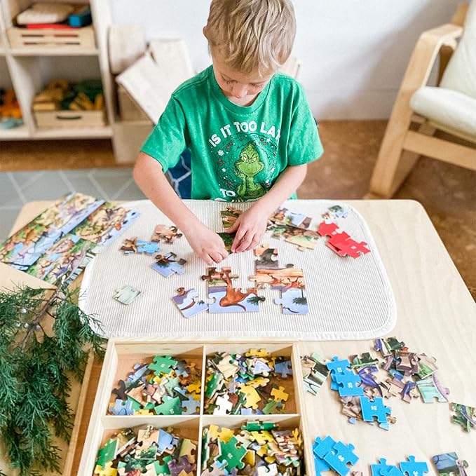 Wooden Puzzles for Kids Ages 4-8, Dinosaurs 4-in-1 Jigsaw Puzzles in a Wood Storage Box, 24 48 60 88 Pieces Dinosaur Puzzles Toys for Toddlers Kids Ages 3 4 5 6