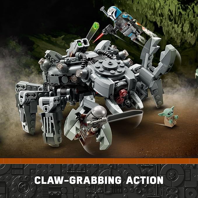 LEGO Star Wars Spider Tank 75361, Building Toy Mech from The Mandalorian Season 3, Includes The Mandalorian with Darksaber, Bo-Katan, and Grogu 'Baby Yoda' Minifigures, Gift Idea for Kids Ages 9+